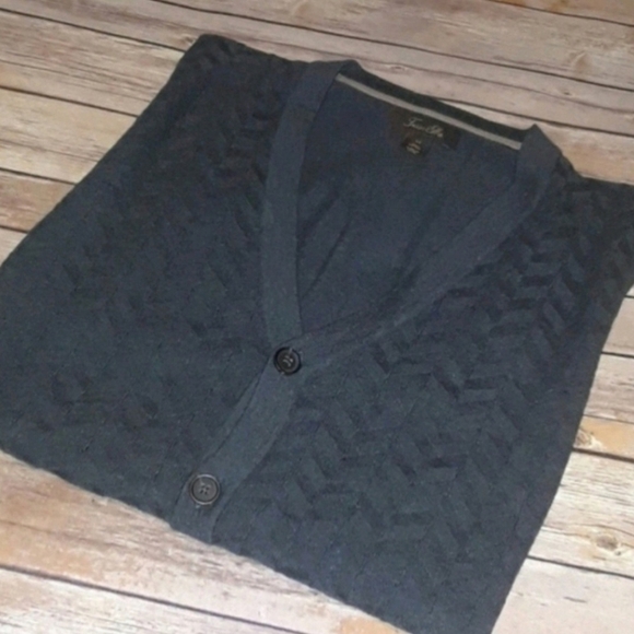 Tasso Elba Dark Gray Button Sweater Vest Men's Large L 100% Cotton Fall Winter - Picture 5 of 7